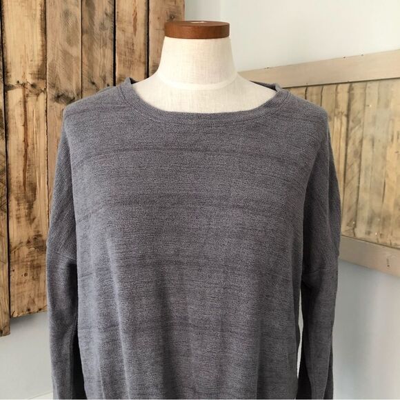 THREE DOTS Pullover Sweater Velour Knit Scoop Neck Charcoal Grey Women‎ Size M - Picture 2 of 10